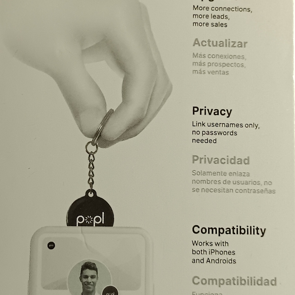Popl digital business card keychain.